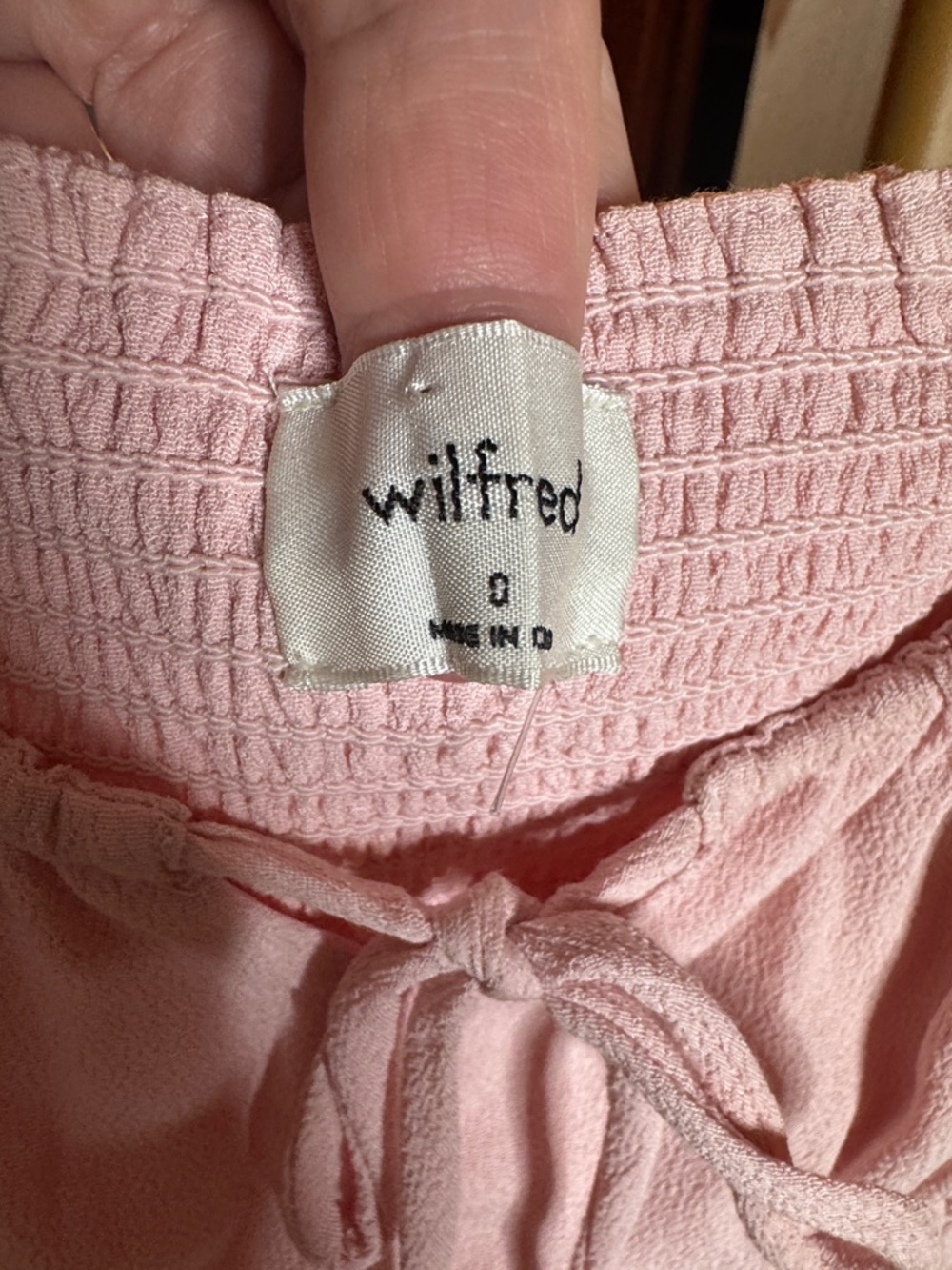 Wilfred Blush Pink Tie Front Mini Dress Size 0 Smocked Back Slip Dress - Picture 5 of 10